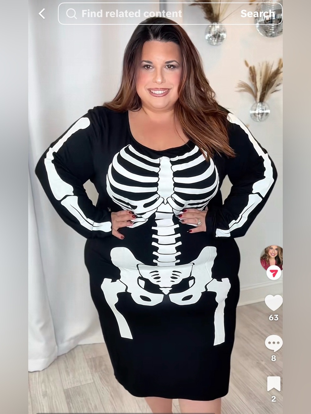 Plus Size Black Skeleton Print Glow in the Dark Dress
